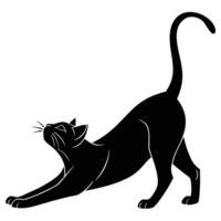 Stretching Black Cat Illustration vector