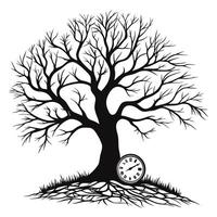 Tree Of Time Monochrome Concept vector
