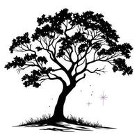 Tree Silhouette With Stars vector