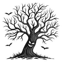 Spooky Tree With Bats Illustration vector