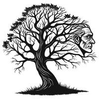 Tree Silhouette With Human Face Design vector