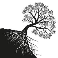 Tree With Roots Illustration Design vector