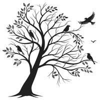 Tree With Birds Silhouette Design vector