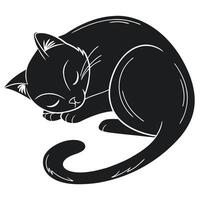 Sleeping Cat Curled Up vector