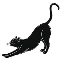 Stretching Sleek Black Cat Image vector