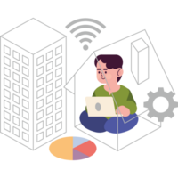 freelancer in hybrid work between office and home png
