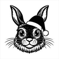 bunny face with santa hat vector