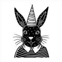bunny face with party hat vector