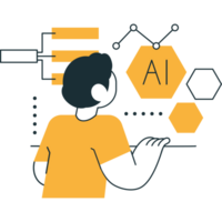 man working with big data and ai machine learning png
