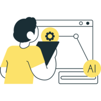 man learning with ai machine png