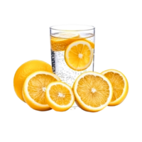 Fresh Lemon Slices and Water with Bubbles for Refreshing Drink png