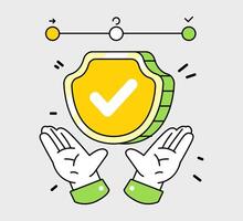 Protection concept illustration showing hands holding a security shield vector