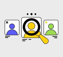 Visualizing talent acquisition, assessing candidates with a digital magnifying glass vector