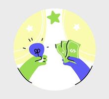 Monetizing innovation, idea exchange for financial gain and business solution vector