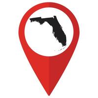 Florida state map. Map of Florida state on map pinpoint in red color vector