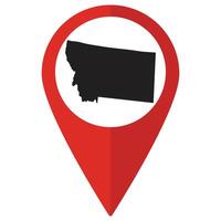 Montana state map. Map of Montana state on map pinpoint in red color vector