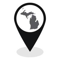 Michigan state map. Map of Michigan state on map pinpoint in black color vector