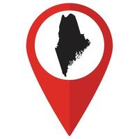 Maine state map. Map of Maine state on map pinpoint in red color vector