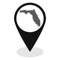 Florida state map. Map of Florida state on map pinpoint in black color vector