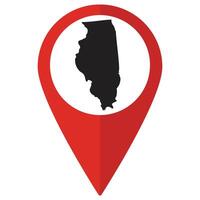 Illinois state map. Map of Illinois state on map pinpoint in red color vector
