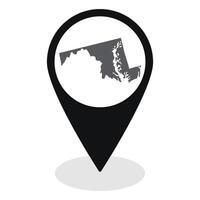 Maryland state map. Map of Maryland state on map pinpoint in black color vector