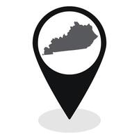 Kentucky state map. Map of Kentucky state on map pinpoint in black color vector