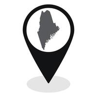 Maine state map. Map of Maine state on map pinpoint in black color vector