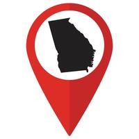 Georgia state map. Map of Georgia U.S. state state on map pinpoint in red color vector