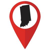 Indiana state map. Map of Indiana state on map pinpoint in red color vector