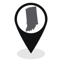 Indiana state map. Map of Indiana state on map pinpoint in black color vector