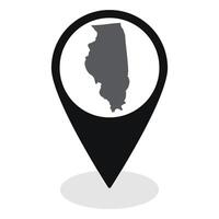 Illinois state map. Map of Illinois state on map pinpoint in black color vector