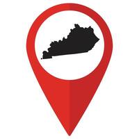Kentucky state map. Map of Kentucky state on map pinpoint in red color vector