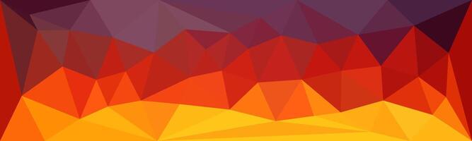 Vibrant low-poly abstract background with fiery red, orange, and purple tones, creating a dynamic and energetic atmosphere reminiscent of a sunset or molten landscape. vector
