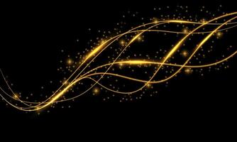 Abstract gold lines curve wave luxury on black background vector