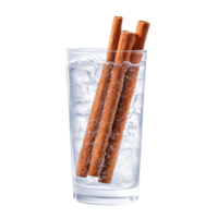 Refreshing Drink with Cinnamon Sticks and Sparkling Water in Glass png