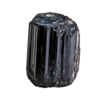 Black Tourmaline Crystal with Sharp Edges and Glossy Texture on png