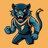 Vintage Mascot Character of a Fierce Panther Poised for Action vector