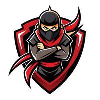 Ninja Logo Template with Dynamic Illustration of a Jumping N vector