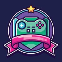 Futuristic Neon Game Icon with Controller Illustration for Design vector
