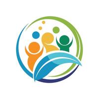Vibrant Modern Logo Design Featuring a Communication Bubble with Happy People vector