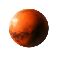 Detailed View of a Red Planet with Surface Features and Atmospheric Elements png