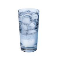 Refreshing Glass of Sparkling Water with Ice Cubes Transparent Background png