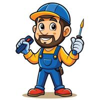 Electrician Handyman or Construction Worker with Rolling Toolbox vector