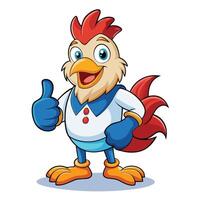 Animated Cartoon Rooster Mascot with Cheerful Expression vector