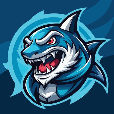 Fierce Shark Esports Gaming Mascot Logo in Aggressive Style