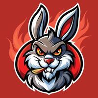 Irate Rabbit Mascot Logo with Cigarette in Mouth vector