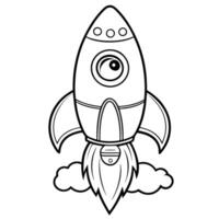 Easy to Color Outline of a Rocket Cartoon for Kids vector
