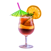 Refreshing Tropical Cocktail with Garnish and Umbrella on png