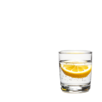 Refreshing Lemon Slice in Clear Glass with Bubbles and Sparkling Water png