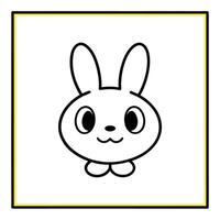 Adorable Rabbit Cartoon with Cute Frame on a Yellow Background vector
